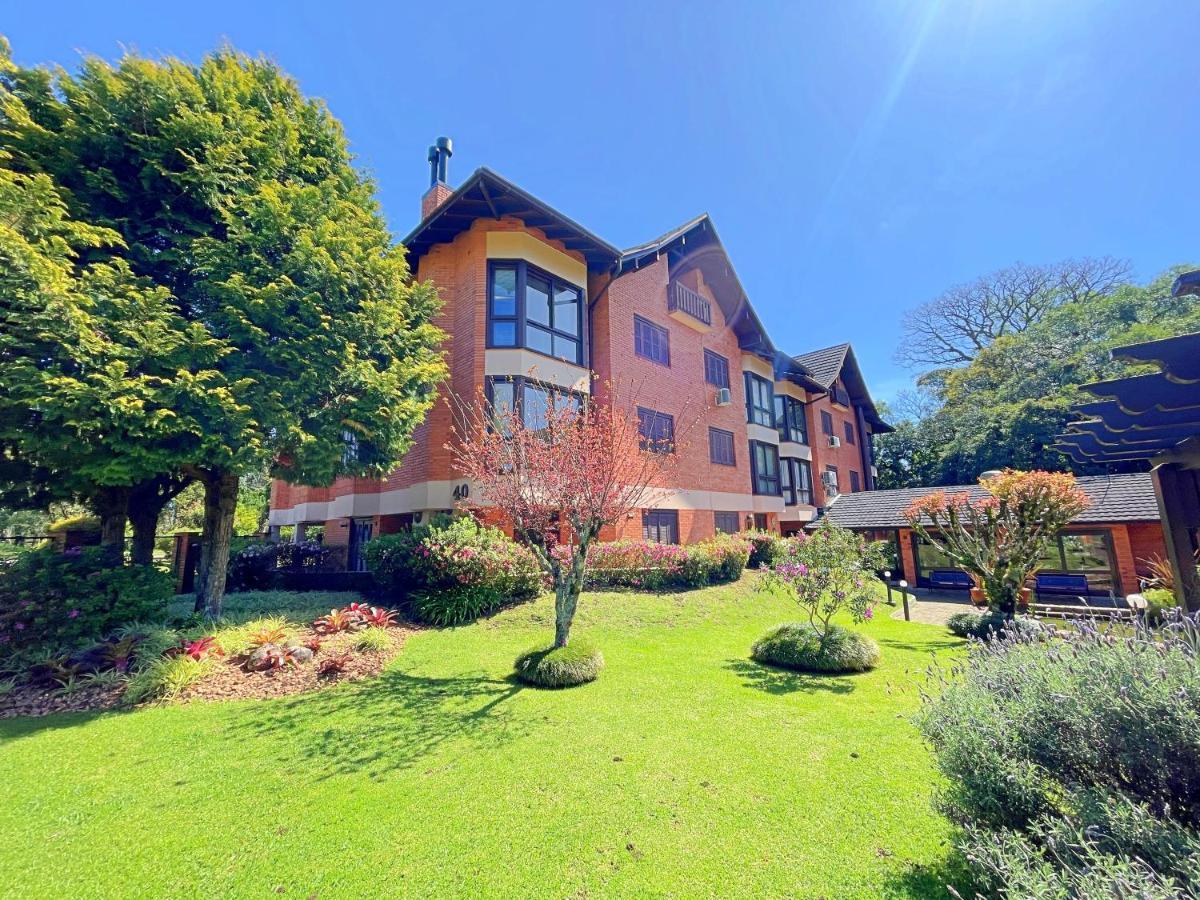 Aconchegante Apto 3 Dorm. Com Piscina Aquecida Gramado Bagian luar foto